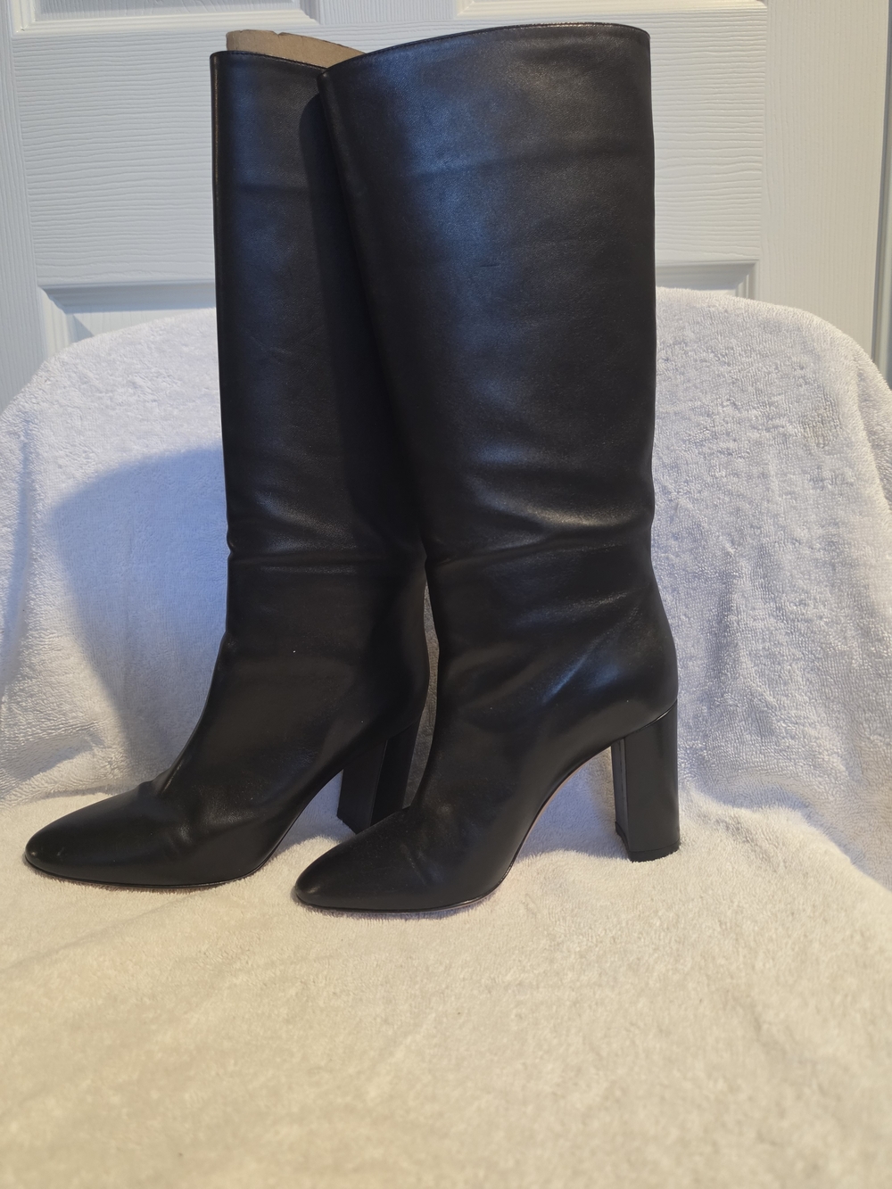 Gianvito Rossi Black Tall Leather Knee Boots with Block Heel